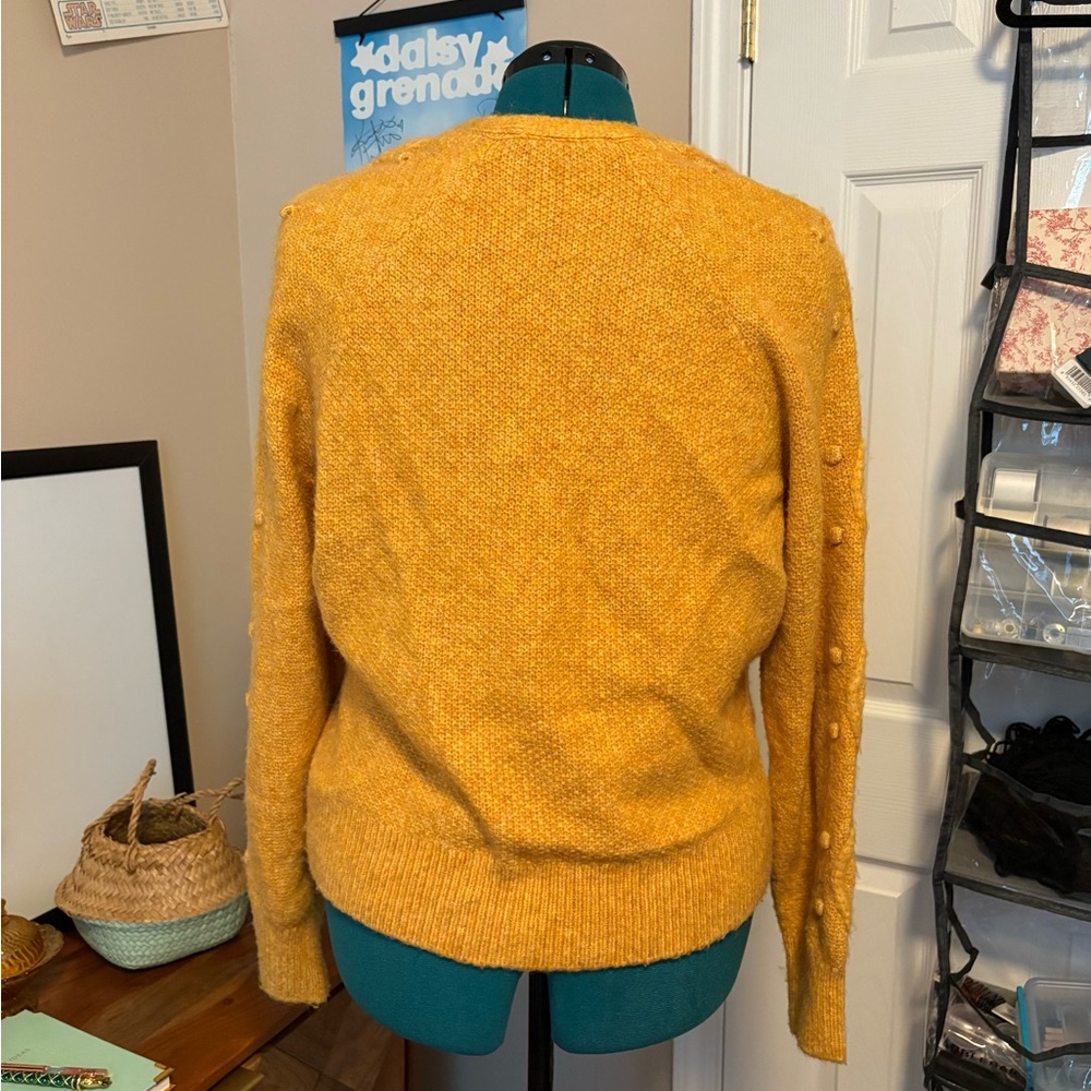 Vero Moda Mustard Yellow Cardigan Sweater Classic V-Neck - Picture 4 of 6